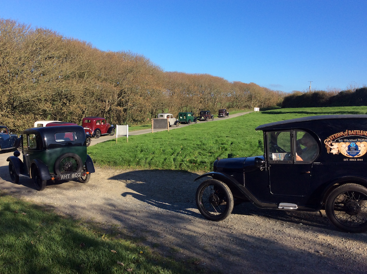 Cars heading off after some lovely refreshments at the rectory tearooms