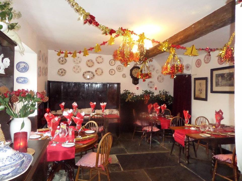 The Tearoom's Tables Decorated for Christmas.